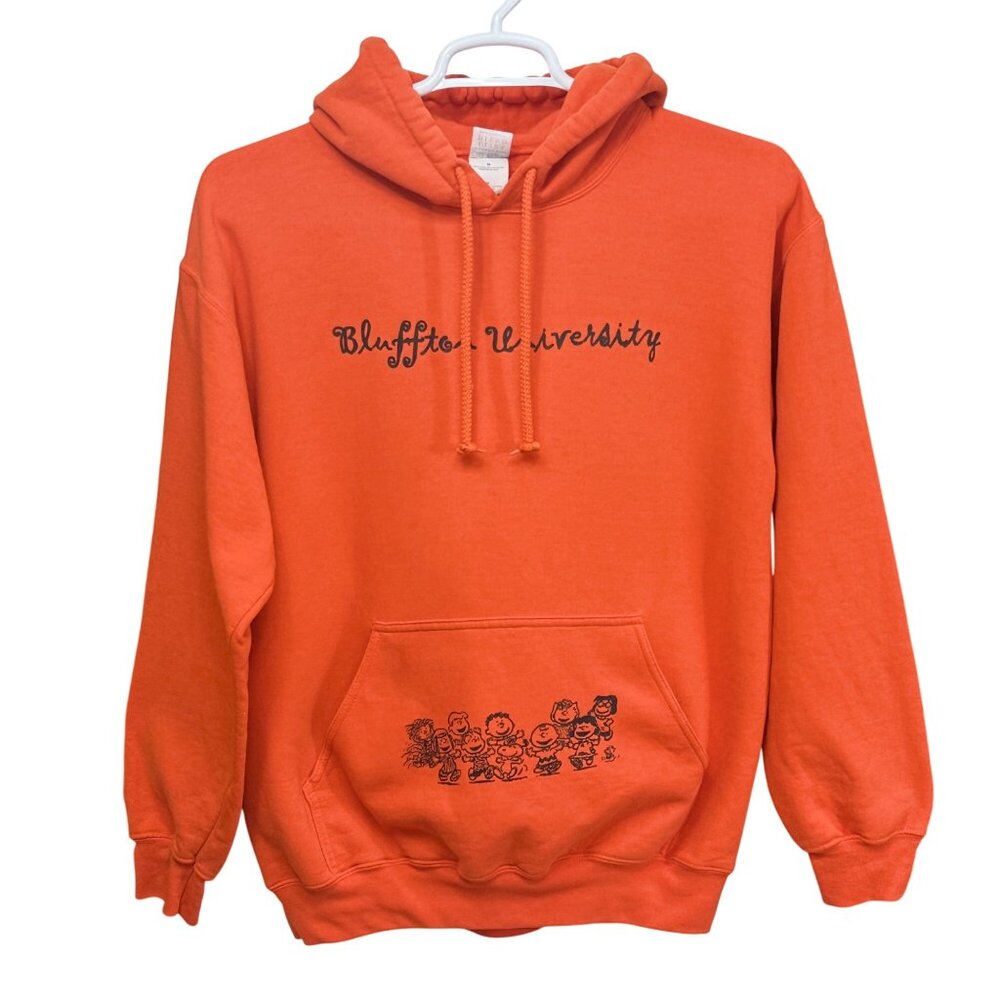 Gildan Hoodie Mens M Orange Bluffton University Snoopy Peanuts Graphic Pullover